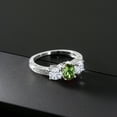 thumbnail image 3 of Gem Stone King 925 Sterling Silver 3-Stone Ring Oval Tourmaline Moissanite(1.82 Cttw) (Size 8), 3 of 4