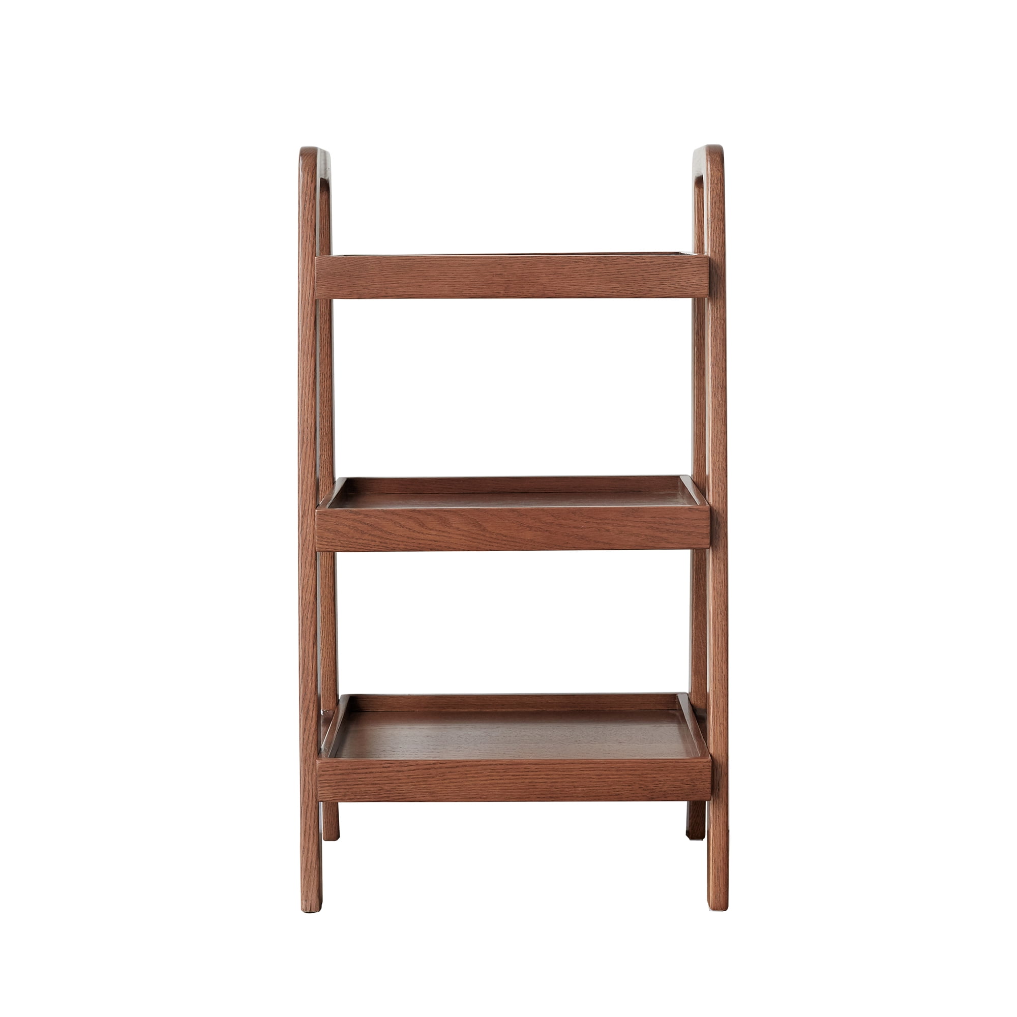 Walnut Oak Storage Bench, 3-Tier Beech Wood Entryway Shoe Rack, Solid Wood Multipurpose Organizer Shelf for Hallway Living Room Bedroom Bathroom Patio Kitchen