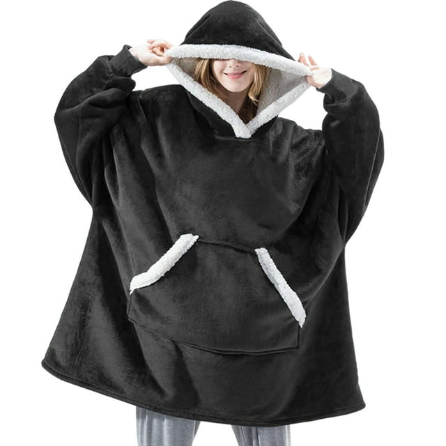 Sudadera con capucha manta usable Sonducket para hombres y mujeres Negro