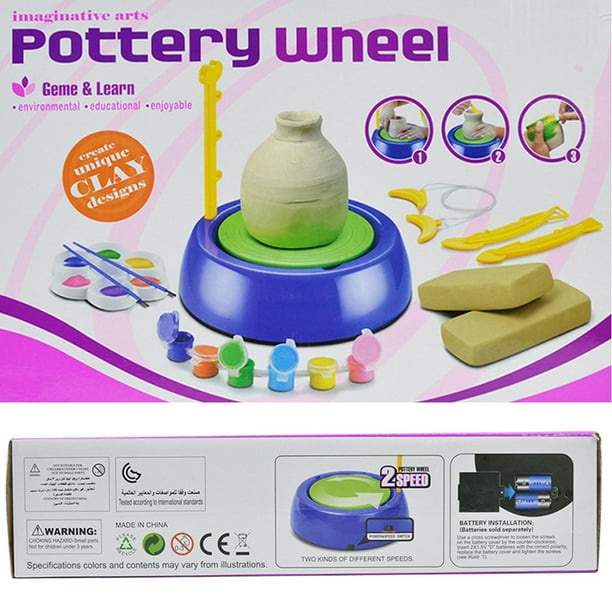 Roue De Poterie Pour Enfants - Kit Complet De Peinture En Poterie Arts Et Artisanat Pour Enfants De 8 à 12 Ans Avec 3 Fournitures D'Art En Argile Sèche Pour Jouets D'Enfants