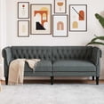 thumbnail image 1 of vidaXL Canapé Chesterfield 3 Places Tissu Gris Foncé, 1 of 5