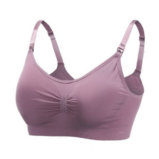 Sujetador de ropa interior de lactancia sin costuras de moda para embarazadas (gris rosado pálido XL) Likrtyny Para estrenar