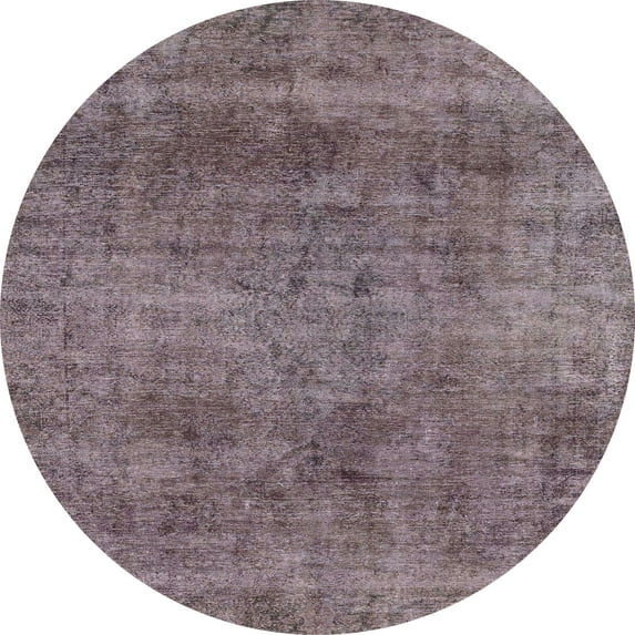 Ahgly Company Indoor Round Abstract Purple Abstract Area Rugs, 4' Round