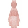 thumbnail image 5 of Dressystar Women Halter Hi-Lo Floral Lace Cocktail Dress Female Knee-Length Bridesmaid Dress, 5 of 8