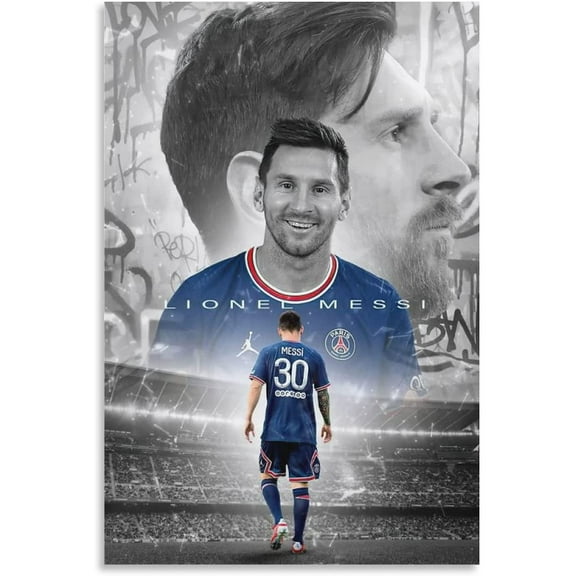Lionel Messi Poster PSG Creative Art Printed decorative paintings Fabric Canvas Wall Art Living Room Restaurant Landscape Unframed 08x12inch(20x30cm)