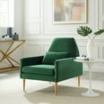thumbnail image 2 of Armchair Accent Chair, Green, Velvet, Modern Contemporary, Mid Century Living Hotel Lounge Cafe Lobby, 2 of 8