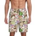 thumbnail image 1 of Balery Owl Back To School Pantalones cortos de pijama de punto de algodón para hombre con cinturilla y bolsillos-X-Large, 1 of 6
