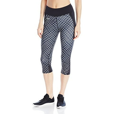 Under Armour Women's Fly-By Printed Run Capri, Black/Black, Medium