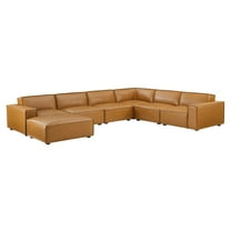 Sectional Sofa Set, Faux Vegan Leather, Tan, Modern Contemporary Urban Design, Living Lounge Room Hotel Lobby Hospitality