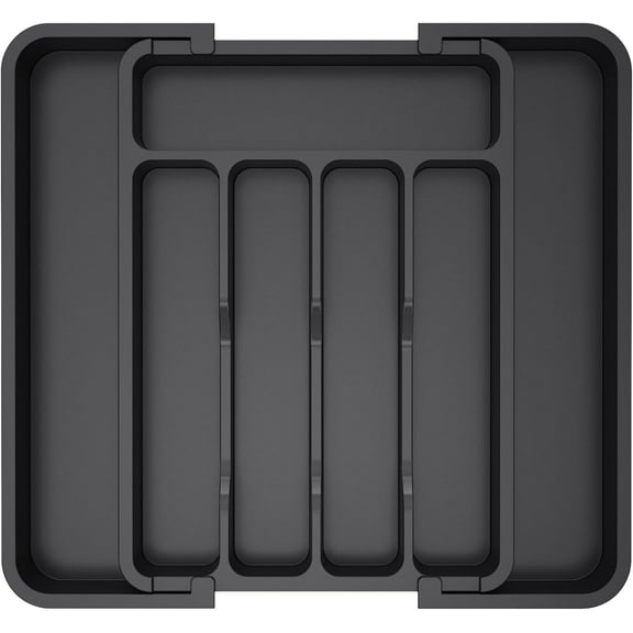 Silverware Drawer Organizer, Expandable Utensil Tray for Kitchen, BPA Free Flatware and Cutlery Holder, Adjustable Plastic Storage for Spoons Forks Knives, 8.5"-14.1" x 12.1"