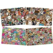 merka Educational Placemats for Kids and Toddlers: Set of 4 Non-Slip, BPA-Free Plastic Mats for Dining and Kitchen Table, Cats, Dogs, Monsters and Sweets, For Ages 2-6