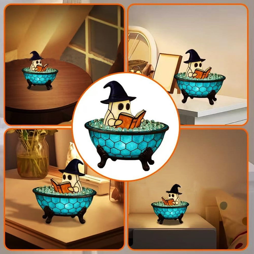 Halloween Party Ghost Bubble Bath Lamp, Halloween Ghost Night Light, Cute LED Lamp for Bathroom Decor, Ghost-Themed Bathtub Lamp for Halloween Party or Gift