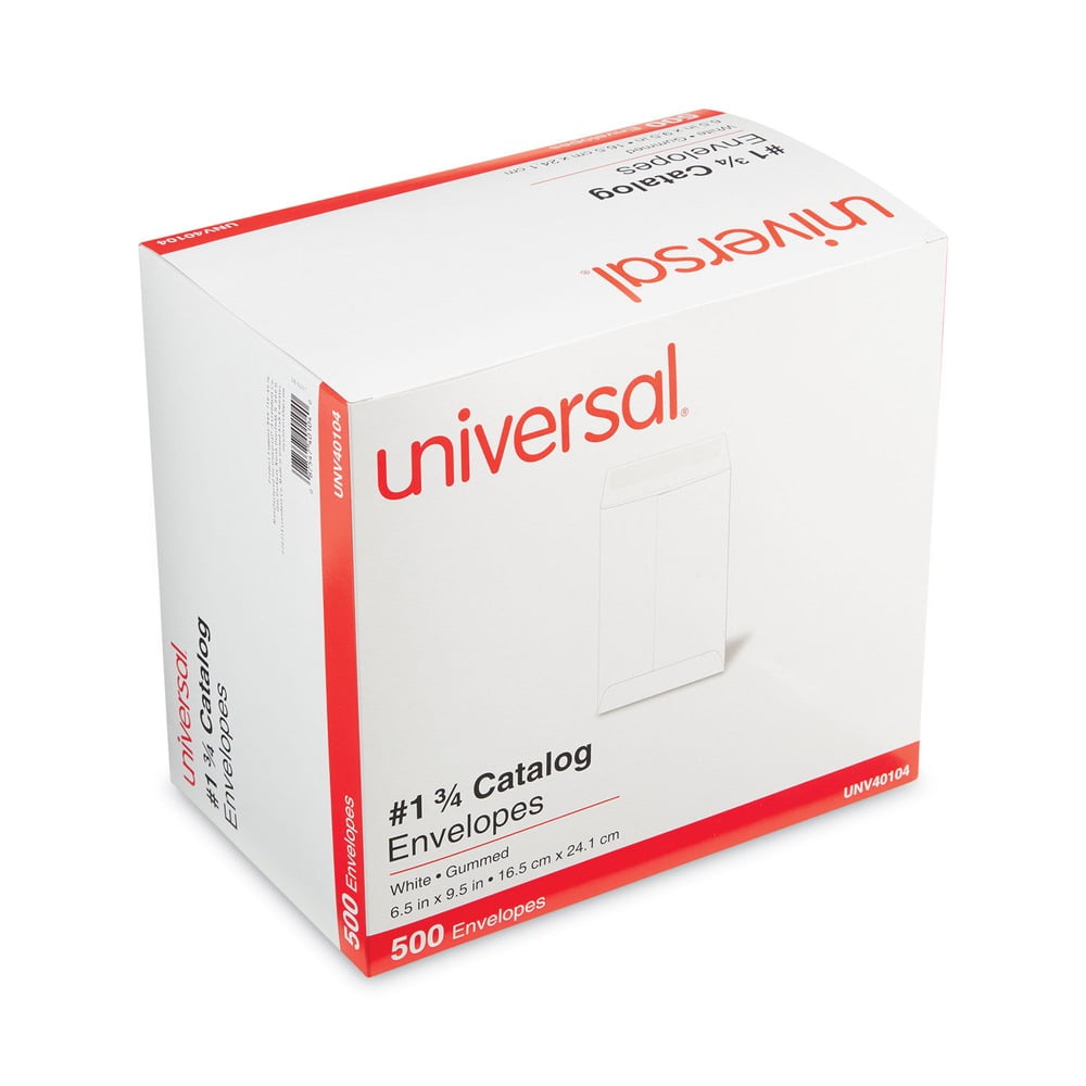 Universal UNV40104 6.5 in. x 9.5 in. 24 lb. #1-3/4 Square Flap Gummed Catalog Envelope - White (500/Box)