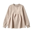 thumbnail image 3 of Maternity Women's Crewneck Sweatshirt Long Sleeve Front Pleated Blouse Fall Pregnancy Workout Loose Fit Top M-3XL, 3 of 6