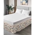 thumbnail image 4 of Farmhouse Flowers Wrap Around Bed Skirts for King Bed 16" Drop,Bed Skirt with Adjustable Elastic Belt Dust Ruffle Bed Valance for Bedroom Hotel Retro Watercolor Floral Herbs Plants Bed Frame Cover, 4 of 7