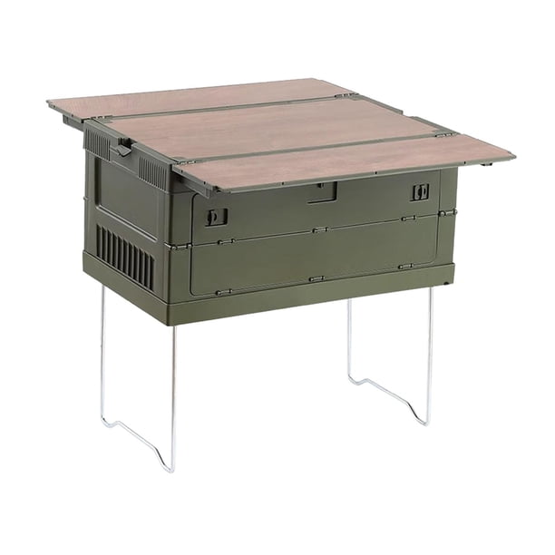 Caja de almacenamiento para acampar, organizador de equipo, plegable, portátil, apilable, multiusos, para exteriores, organizador de maletero de autom Verde
