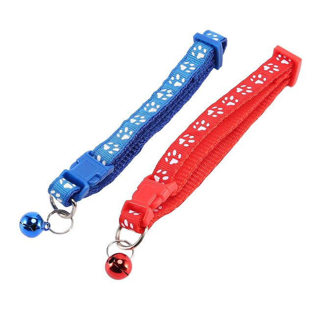 Paquete de 2 collares ajustables para gatos con cascabel, para gatos (rojo y azul) Afortunado Sencillez