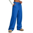 thumbnail image 6 of Women's & Women's Plus Casual Pants, Pull-on Pants with Elastic Waist Drawstring & Side Pockets, Running Fitness Casual Wear | VerBelle,Blue L, 6 of 9