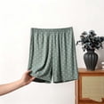 thumbnail image 4 of Shrysg Women's Plus Size Casual Pajama Shorts Summer Wide Leg Elastic Waist with Pockets Black Polka Dot Relaxed Fit Homewear Green, 4 of 6
