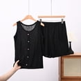 thumbnail image 2 of Bovxnpu Womens Pajama Set Crew Neck Sleeveless Button Tank Pocket Sleepwear, 2 of 5