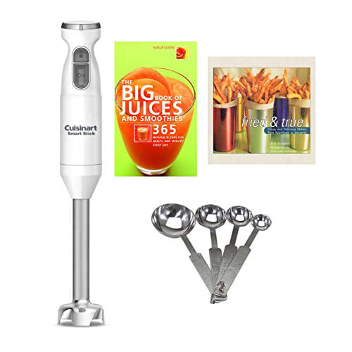 4 Items Cuisinart Smart Stick Two-Speed Hand Blender Set w/Measuring Spoon Set & 2 Recipe Books Bundle 