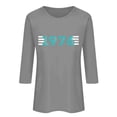 thumbnail image 4 of Vintage T Shirts For Women Crew Neck 3/4 Length Sleeve 1976 Graphic Print Pullover Casual Comfy Tops (L, Gray), 4 of 4