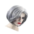 thumbnail image 4 of facefd Perruques pour Femmes Cheveux Bouclés Cosplay Perruque avec Rose Perruques en Filet Argent 35cm, 4 of 9