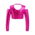 thumbnail image 2 of renvena Kids Girls Metallic Long Sleeve Off-Shoulder Dance Crop Tops Sports T-Shirt Dancewear, 2 of 7