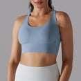 thumbnail image 2 of Women's Crop Tops Yoga Workout Sport Sleeveless Tops Quick Dry Slim Shaping Back Fitness Stretchy Tank Tops with Bra Blue,L, 2 of 6