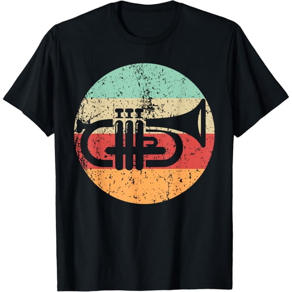 Retro Trumpet Vintage Style Musician Musical Instrument T-Shirt men and women can wear, black, white, gifts