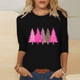 thumbnail image 2 of Makaor Plus Size Dressy Tops for Women Crew Neck Shirts Christmas Tree Graphic 3/4 Sleeve Pullover Tees Cute Vacation Clothes, 2 of 5