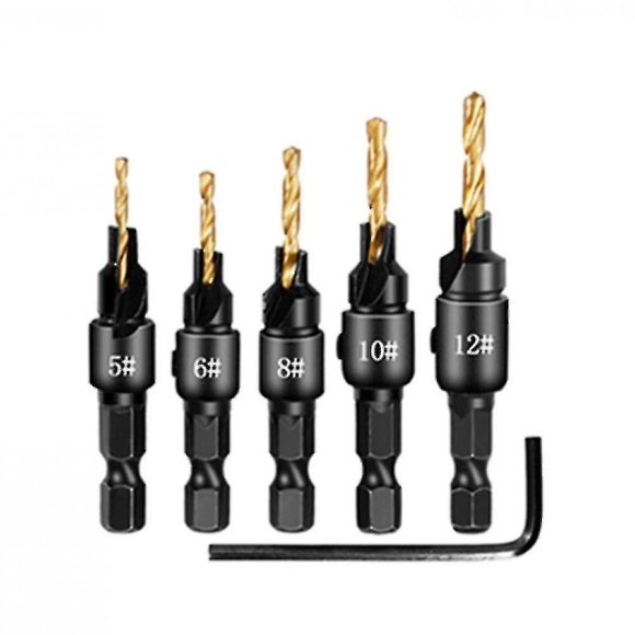 Set Of Milled Drills For The Work Of Hexagonal Tailed Wood, Type Of Claw, Cork Drill, Combined Tool