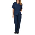 thumbnail image 2 of LYMAYTER Women V-Neck Medical Uniform Multi-pocket Design Nurse Uniform Scrubs Set for S-2XL, 2 of 7