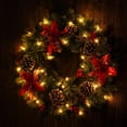 thumbnail image 7 of Christmas Artificial Front Door Wreath, 45 cm with LED Lights, Berries and Pinecones, Reusable Hanging Decoration for Front Doors, Walls and Mantels, Ready-to-Display Reusable Ornament, Red, 7 of 7