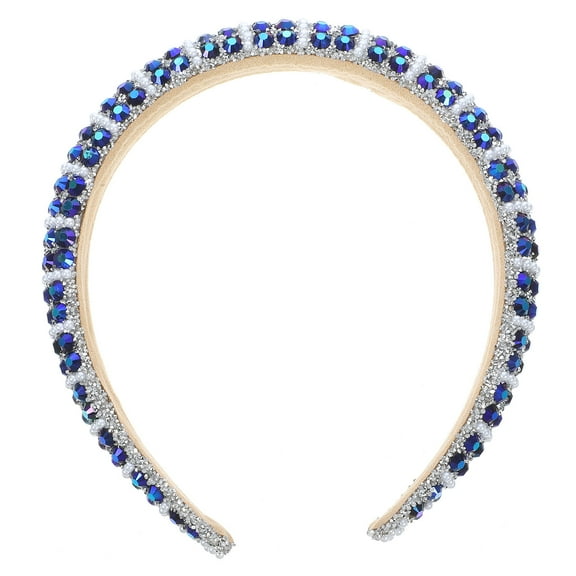 DINHEAROM Womens Headband Fashion Blue Polyester 1Set Baroque Headdress for Weddings