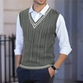 thumbnail image 2 of Mens V Neck Sweater Vest Knit Sleeveless Pullover Sweater Twisted Vest Army Green M, 2 of 4