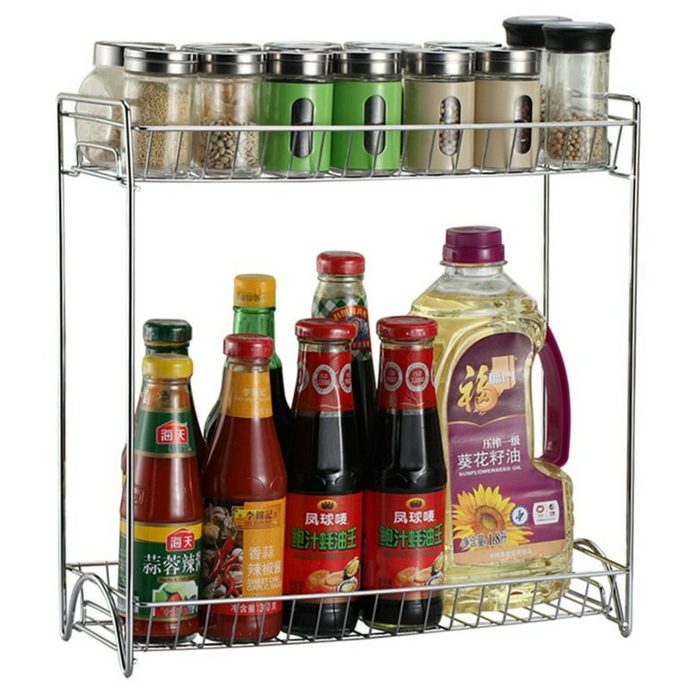 ideaglass Toaster Rack, Spice Organizer Oven Stand, Shelf for Kitchen  Bathroom Storage, 2-Tier Small Metal Plate Milky White