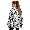 thumbnail image 6 of SCRAWLGOD Cow Print Gray Black White Women's Sweatshirt Casual Crew Neck Sweatshirts Cozy Loose Fit Long Sleeve Pullover Tops with Pockets Fall Winter Clothes, M, 6 of 7