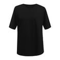 thumbnail image 3 of V Neck Short Sleeve Casual T Shirt for Women Solid Color Loose Fit Top Blank Women Workout Shirt Womens Womens Long Sleeve Athletic Shirt Top Women Summer Long Sleeve Tee Shirts for Women Solid, 3 of 3