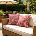 thumbnail image 7 of 18x18 Inch Outdoor Throw Pillows Set of 2, Waterproof & Fade-Resistant, Square Decorative Cushion For Patio Furniture, All Weather Outdoor Pillows (Red Grid), 7 of 7