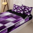 thumbnail image 3 of Homewish Purple Gradient Plaid Zipper Twin Comforter Sets with Fitted Sheet and 2 Pillowcases,Vintage Artwork Zipper Bedding Set,Black Reversible,4pcs, 3 of 8