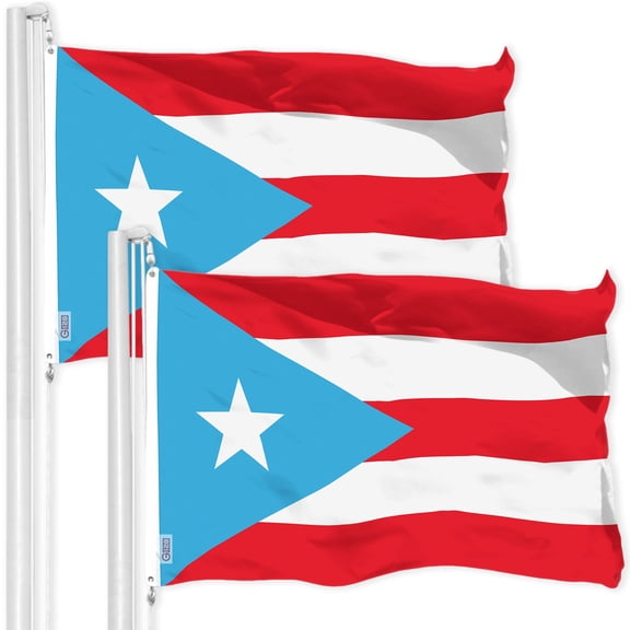 G128 2 Pack: Puerto Rico Light Blue Puerto Rican PR Flag | 3x5 Ft | LiteWeave Pro Series Printed 150D Polyester | Indoor/Outdoor, Vibrant Colors, Brass Grommets
