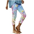 thumbnail image 2 of Aboser Floral Print Capri Leggings for Women Knee Length Yoga Capris Boho Beach Leggings for Summer Petite Size Workout Capri Pants Cropped Yoga Jeggings, 2 of 7