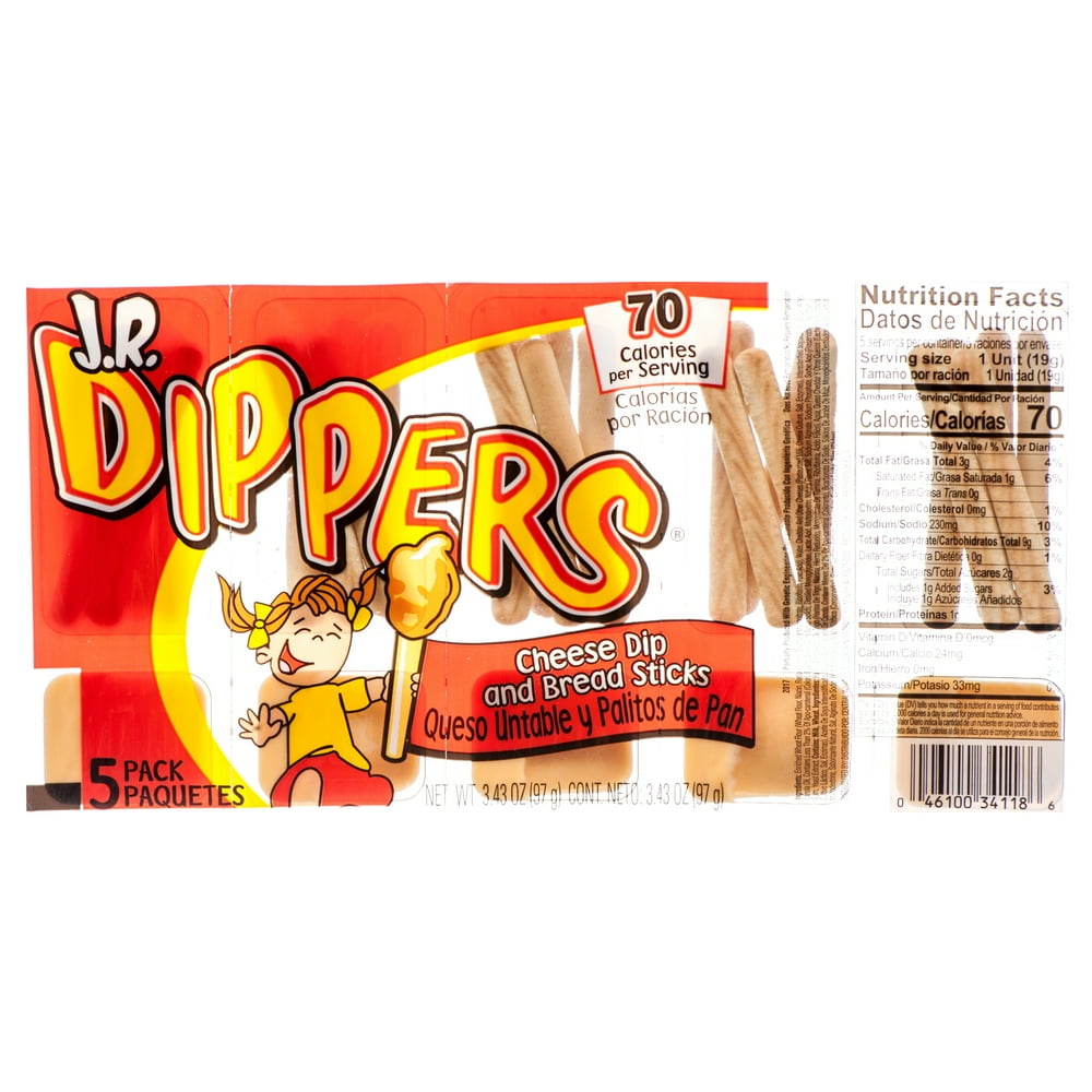 J.R. Dippers Cheese Dip & Bread Sticks Snacks (2 Packs)