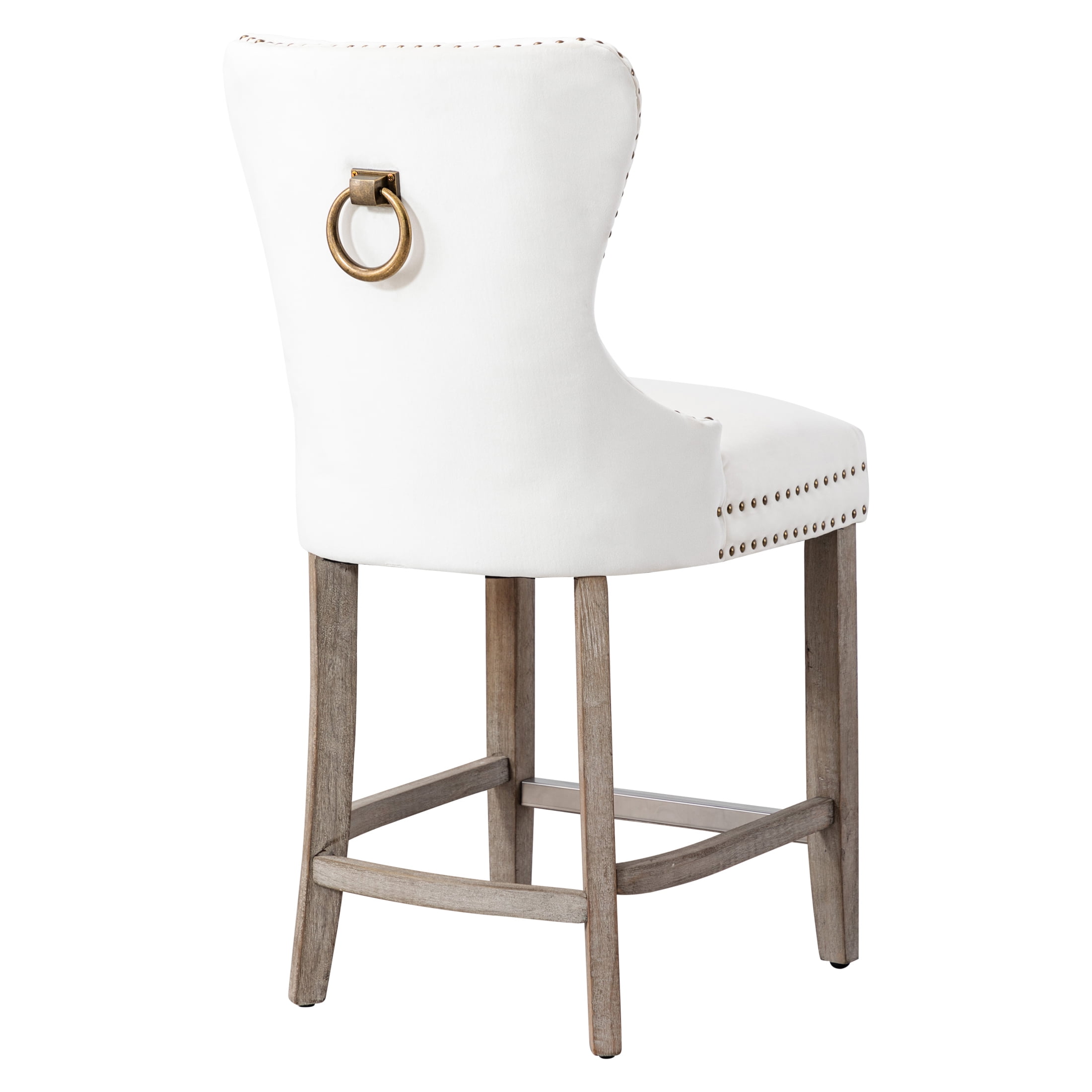 Westin Outdoor 24" Tufted Velvet Bar Stool, Antique Gray/Velvet Cream