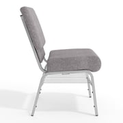 Flash Furniture 21W Church Chair in Gray Fabric with Book Rack - Silver Vein Frame