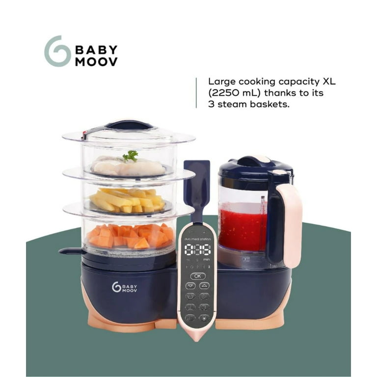 Babymoov Duo Meal Station XL, 6 in 1 Food Processor with Steamer,  Multi-Speed Blender, Warmer, Defroster & Sterilizer (Nutritionist  Approved), Pink