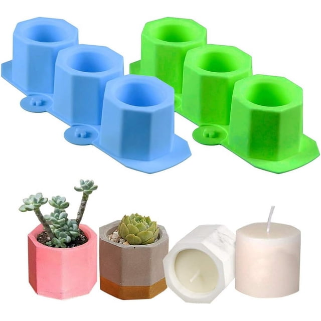 Moldes de silicona para manualidades creativas, mini macetas octagonales para cemento, yeso, moldes para manualidades, versátiles para múltiples usos, incluso aptos para horno y microondas