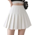 thumbnail image 1 of Falda plisada lisa de cintura alta para mujer, uniformes escolares de tenis para patinadora, minifalda acampanada, pantalones cortos con forro-blanco Vhermosa Shorts, Pantalones y Faldas, 1 of 6