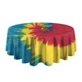 thumbnail image 5 of Colorful Tie Dye Pattern Round Tablecloth 60"x60",Wrinkle Wipeable Table Cloth for Kitchen Dining Room Picnic Patio Party, 5 of 6